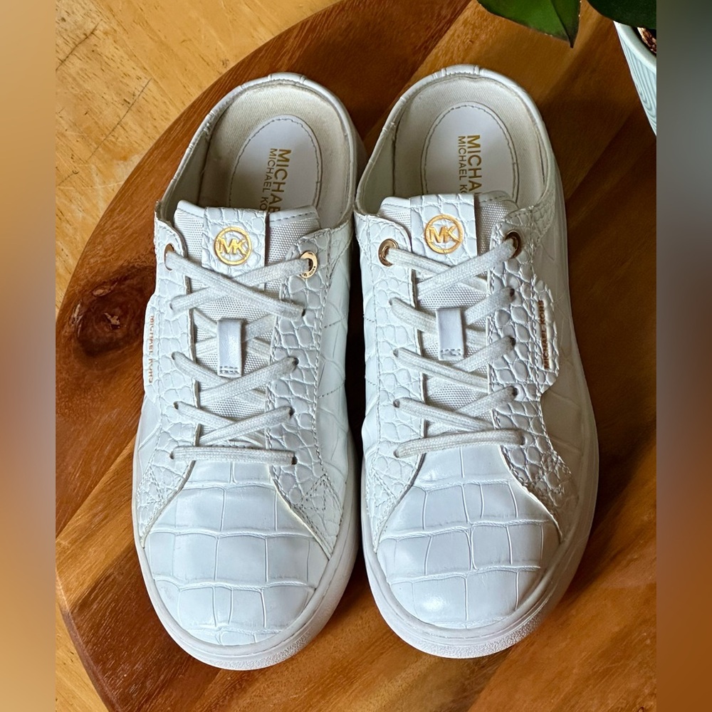 MICHAEL Michael Kors KEATING Sneaker Mule- Optic White. Size 8M- Gently Used